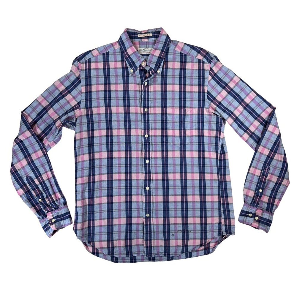 GANT Button Down Shirt Men M Plaid Pink‎ Blue Cotton Oxford Preppy